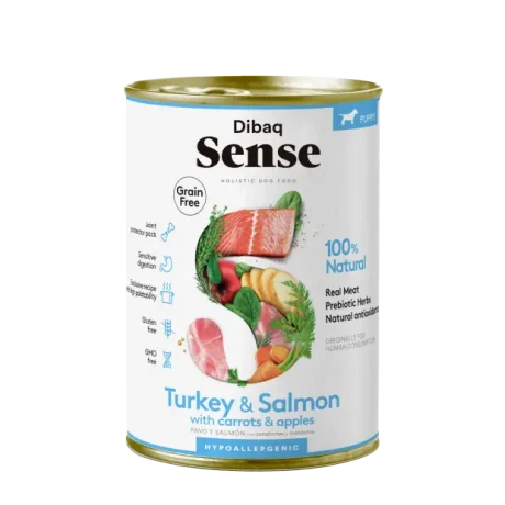שימורי Dibaq Sense סלמון והודו (לגורים)