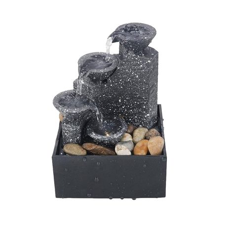 led fountain with stones