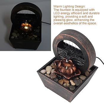 led fountain with stones